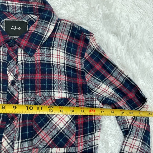 Rails Hunter Plaid Button Down Flannel Shirt Womens Size S Small Soft Rayon Cozy - Picture 8 of 8